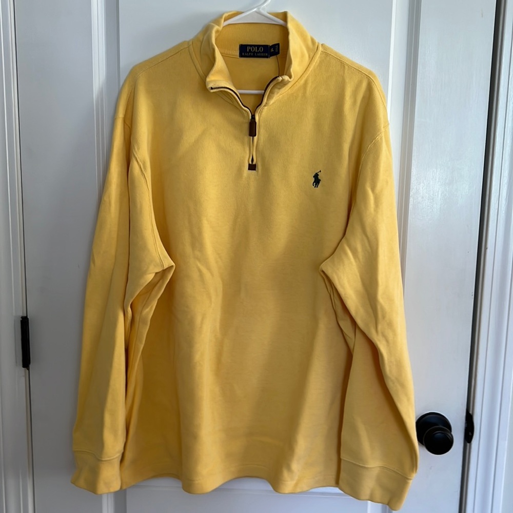 Mens Polo cotton quarter zip pullover